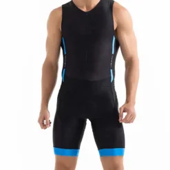 Men's Triathlon Tri Suit Sleeveless Mountain Bike MTB Road Bike Cycling Blue Green Black Blue Bike Clothing Suit UV Resistant 3D Pad Breathable Quick Dry Sweat wicking Polyester Spandex Sports Solid
