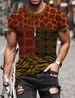 Men's Tribal Graphic Prints Totem T shirt Short Sleeve T shirt Other Prints Round Neck Shirt Designer Basic Casual Street Casual A B C Summer Spring & Summer Clothing Apparel Normal S M L XL XXL 3XL