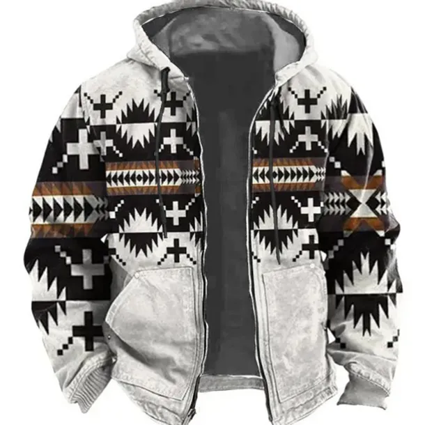 Men's Tribal Graphic Prints Hoodie Hoodies Sweatshirt Sports Ethnic Long Sleeve Hooded Vacation Holiday Streetwear Blue Green Pocket Print Spring & Fall Designer