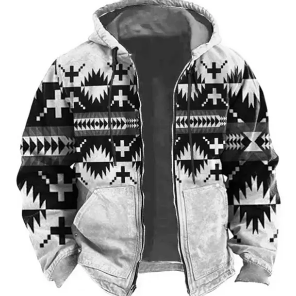 Men's Tribal Graphic Prints Hoodie Hoodies Sweatshirt Sports Ethnic Long Sleeve Hooded Vacation Holiday Streetwear Blue Green Pocket Print Spring & Fall Designer