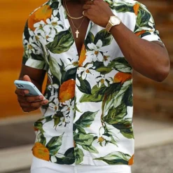 Men's Tropical Flowers Leaves Shirt Summer Hawaiian Shirt Camp Collar Shirt Short Sleeve Shirt Turndown Fashion Designer Casual Outdoor Street Casual White Print S M L