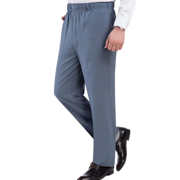 Men's Trousers Casual Pants Pocket Elastic Waist Solid Color Comfort Breathable Full Length Daily Stylish Classic Style Black Navy Blue Micro-elastic