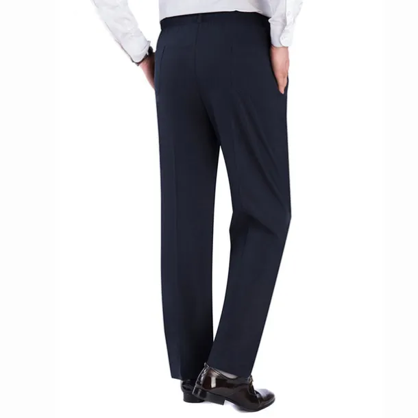 Men's Trousers Casual Pants Pocket Elastic Waist Solid Color Comfort Breathable Full Length Daily Stylish Classic Style Black Navy Blue Micro-elastic