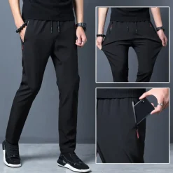 Men's Trousers Casual Pants Sports Pants Training Pants Elastic Waist Plain Breathable Soft Ankle-Length Gym Sports Loose Fit Black Blue Micro-elastic