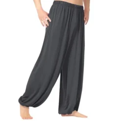 Men's Trousers Casual Pants Baggy Harem Pants Flowy Solid Color Plain Breathable Soft Full Length Yoga Casual Trousers Casual / Sporty Loose Fit Black White Micro-elastic