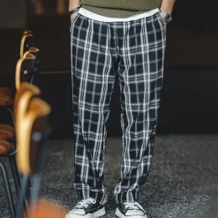 Men's Trousers Casual Pants Pocket Print Plaid Comfort Breathable Outdoor Daily Going out Fashion Casual White Yellow