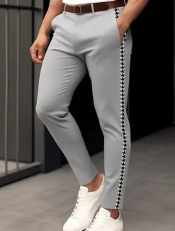 Men's Trousers Chinos Casual Pants Front Pocket Patchwork Comfort Breathable Casual Daily Holiday Fashion Basic Brown Light Grey