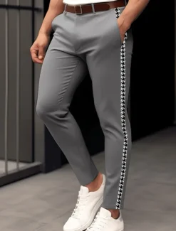 Men's Trousers Chinos Casual Pants Front Pocket Patchwork Comfort Breathable Casual Daily Holiday Fashion Basic Brown Light Grey