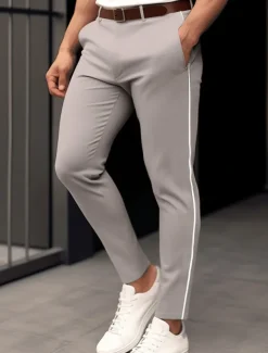 Men's Trousers Chinos Casual Pants Front Pocket Patchwork Comfort Breathable Casual Daily Holiday Fashion Basic Blue Brown