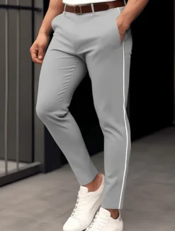 Men's Trousers Chinos Casual Pants Front Pocket Patchwork Comfort Breathable Casual Daily Holiday Fashion Basic Blue Brown