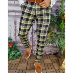 Men's Trousers Chinos Chino Pants Pencil Pants Plaid Dress Pants Plaid Checkered Anti-wrinkle Business Office Party Classic Smart Casual 1 3