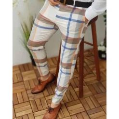 Men's Trousers Chinos Chino Pants Pencil Pants Plaid Dress Pants Plaid Checkered Anti-wrinkle Business Office Party Classic Smart Casual 1 3
