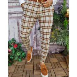 Men's Trousers Chinos Chino Pants Pencil Pants Plaid Dress Pants Plaid Checkered Anti-wrinkle Business Office Party Classic Smart Casual 1 3