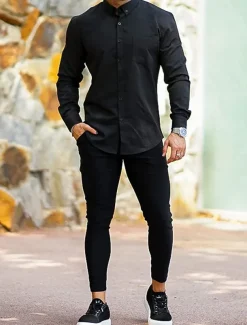 Men's Trousers Chinos Chino Pants Pocket Plain Comfort Breathable Outdoor Daily Going out Fashion Streetwear Black White