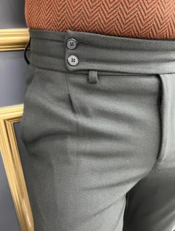 Men's Trousers Chinos Chino Pants Gurkha Pants Pocket High Rise Plain Comfort Breathable Outdoor Daily Going out Fashion Casual Green Khaki