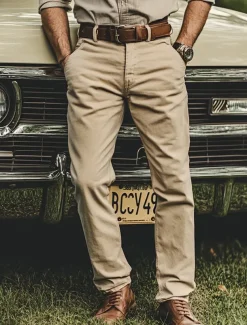 Men's Trousers Chinos Chino Pants Casual Pants Buttons Front Pocket Plain Comfort Soft Business Daily Going out Fashion Streetwear Black White Micro-elastic