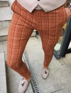 Men's Trousers Chinos Chino Pants Pocket Stripe Comfort Business Daily Streetwear Fashion Basic Orange Khaki