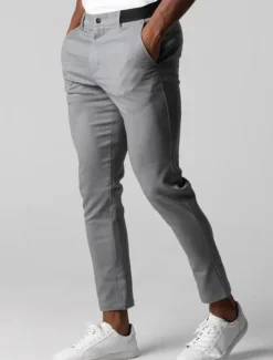 Men's Trousers Chinos Chino Pants Pocket Plain Comfort Breathable Outdoor Daily Going out Fashion Casual Black Dark Blue