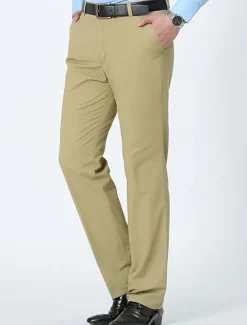 Men's Trousers Chinos Chino Pants Pocket Plain Comfort Breathable Outdoor Daily Going out Fashion Casual Black White