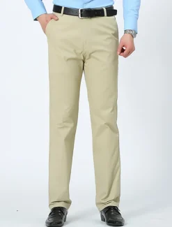 Men's Trousers Chinos Chino Pants Pocket Plain Comfort Breathable Outdoor Daily Going out Fashion Casual Black White