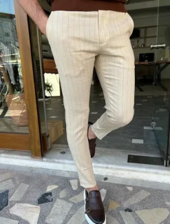 Men's Trousers Chinos Chino Pants Pocket Stripe Comfort Business Daily Streetwear Fashion Basic Khaki Gray