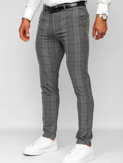 Men's Trousers Chinos Chino Pants Pocket Plaid Comfort Breathable Outdoor Daily Going out Fashion Casual Dark Gray Grey