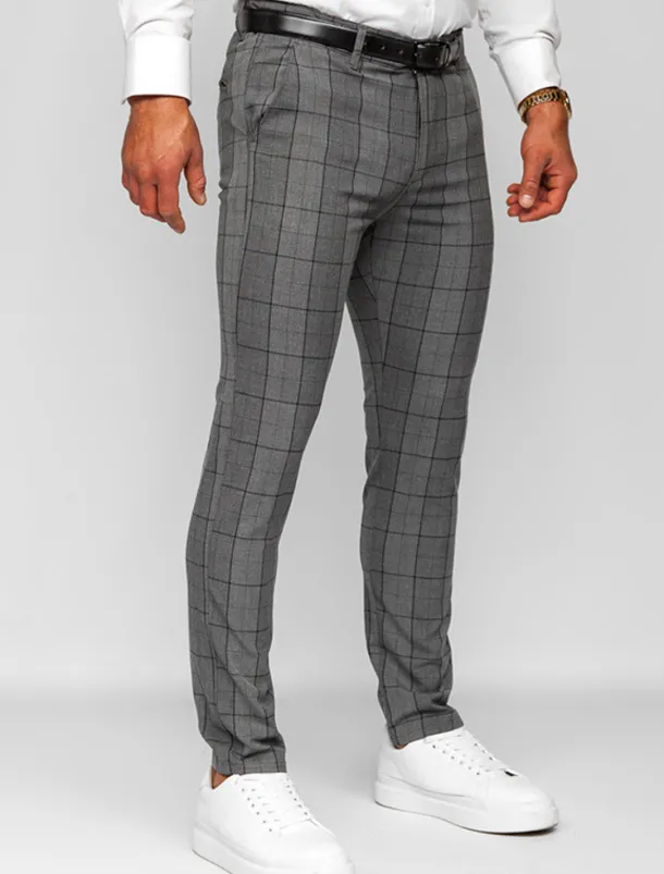 Men's Trousers Chinos Chino Pants Pocket Plaid Comfort Breathable Outdoor Daily Going out Fashion Casual Dark Gray Grey