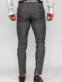 Men's Trousers Chinos Chino Pants Pocket Plaid Comfort Breathable Outdoor Daily Going out Fashion Casual Dark Gray Grey