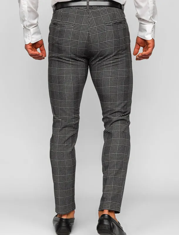 Men's Trousers Chinos Chino Pants Pocket Plaid Comfort Breathable Outdoor Daily Going out Fashion Casual Dark Gray Grey