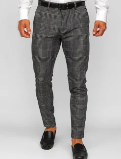 Men's Trousers Chinos Chino Pants Pocket Plaid Comfort Breathable Outdoor Daily Going out Fashion Casual Dark Gray Grey