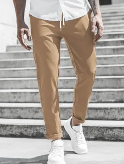 Men's Trousers Chinos Cropped Pants Casual Pants Buttons Pocket Plain Comfort Formal Party Work Fashion Classic Style ArmyGreen Black Micro-elastic