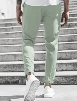 Men's Trousers Chinos Cropped Pants Casual Pants Buttons Pocket Plain Comfort Formal Party Work Fashion Classic Style ArmyGreen Black Micro-elastic