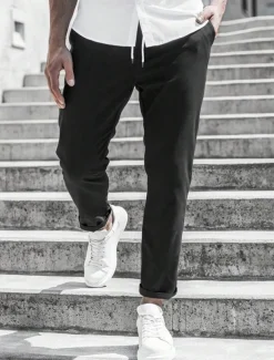 Men's Trousers Chinos Cropped Pants Casual Pants Buttons Pocket Plain Comfort Formal Party Work Fashion Classic Style ArmyGreen Black Micro-elastic