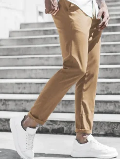 Men's Trousers Chinos Cropped Pants Casual Pants Buttons Pocket Plain Comfort Formal Party Work Fashion Classic Style ArmyGreen Black Micro-elastic