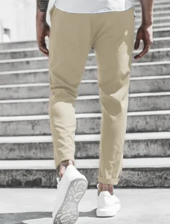 Men's Trousers Chinos Cropped Pants Casual Pants Buttons Pocket Plain Comfort Formal Party Work Fashion Classic Style ArmyGreen Black Micro-elastic