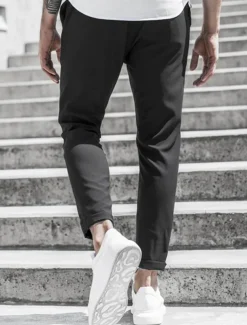 Men's Trousers Chinos Cropped Pants Casual Pants Buttons Pocket Plain Comfort Formal Party Work Fashion Classic Style ArmyGreen Black Micro-elastic