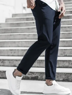 Men's Trousers Chinos Cropped Pants Casual Pants Buttons Pocket Plain Comfort Formal Party Work Fashion Classic Style ArmyGreen Black Micro-elastic