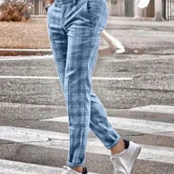 Men's Trousers Chinos Jogger Pants Plaid Dress Pants Pocket Straight Leg Plaid Comfort Breathable Casual Daily Streetwear Sports Fashion Yellow Blue Micro-elastic