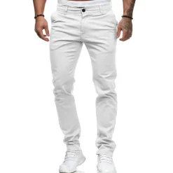 Men's Trousers Chinos Slacks Jogger Pants Straight Leg Geometry Breathable Soft Ankle-Length Home Daily Stylish Classic Style Slim Black White Mid Waist Micro-elastic