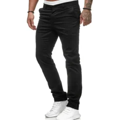 Men's Trousers Chinos Slacks Jogger Pants Straight Leg Geometry Breathable Soft Ankle-Length Home Daily Stylish Classic Style Slim Black White Mid Waist Micro-elastic