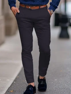 Men's Trousers Chinos Summer Pants Casual Pants Front Pocket Plain Comfort Breathable Casual Daily Holiday Fashion Basic Black White