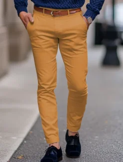 Men's Trousers Chinos Summer Pants Casual Pants Front Pocket Plain Comfort Breathable Casual Daily Holiday Fashion Basic Black White