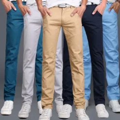 Men's Trousers Chinos Work Pants Casual Pants Pocket Straight Leg Plain Comfort Breathable Office Daily Streetwear Stylish Classic Black Wine Micro-elastic