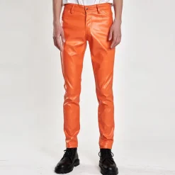 Men's Trousers Faux Leather Pants Casual Pants Pocket Plain Comfort Breathable Outdoor Daily Going out Fashion Casual Black White