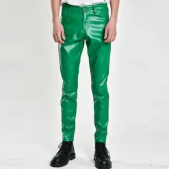 Men's Trousers Faux Leather Pants Casual Pants Pocket Plain Comfort Breathable Outdoor Daily Going out Fashion Casual Black White