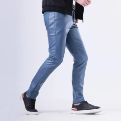 Men's Trousers Faux Leather Pants Casual Pants Pocket Straight Leg Plain Stretch Party Daily Wear Fashion Streetwear Black White