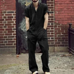 Men's Trousers Jumpsuit Casual Pants Pocket Plain Comfort Sports Outdoor Daily Fashion Casual Black Blue Micro-elastic