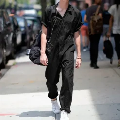Men's Trousers Jumpsuit Casual Pants Pocket Plain Comfort Sports Outdoor Daily Fashion Casual Black Blue Micro-elastic