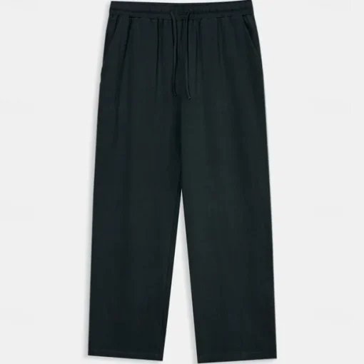 Men's Trousers Plain Full Length Casual Daily Cotton Linen Light Blue Micro-elastic