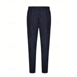 Men's Trousers Summer Pants Casual Pants Pocket Drawstring Elastic Waist Stripe Comfort Work Business Daily Fashion Classic Style Black Royal Blue Micro-elastic